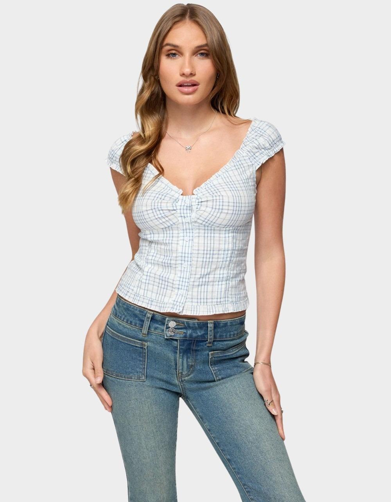 EDIKTED Dolsy Plaid Button Up Top image number 0