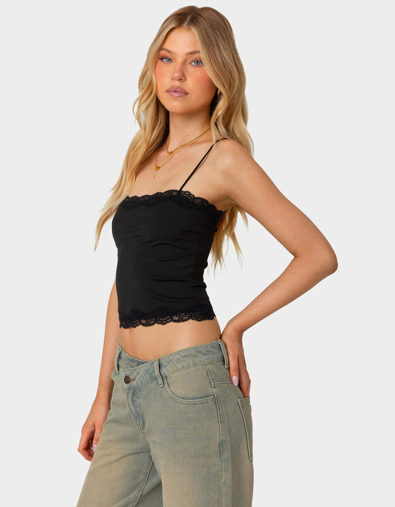 EDIKTED Cruella Lace Trim Tank Top image number 3