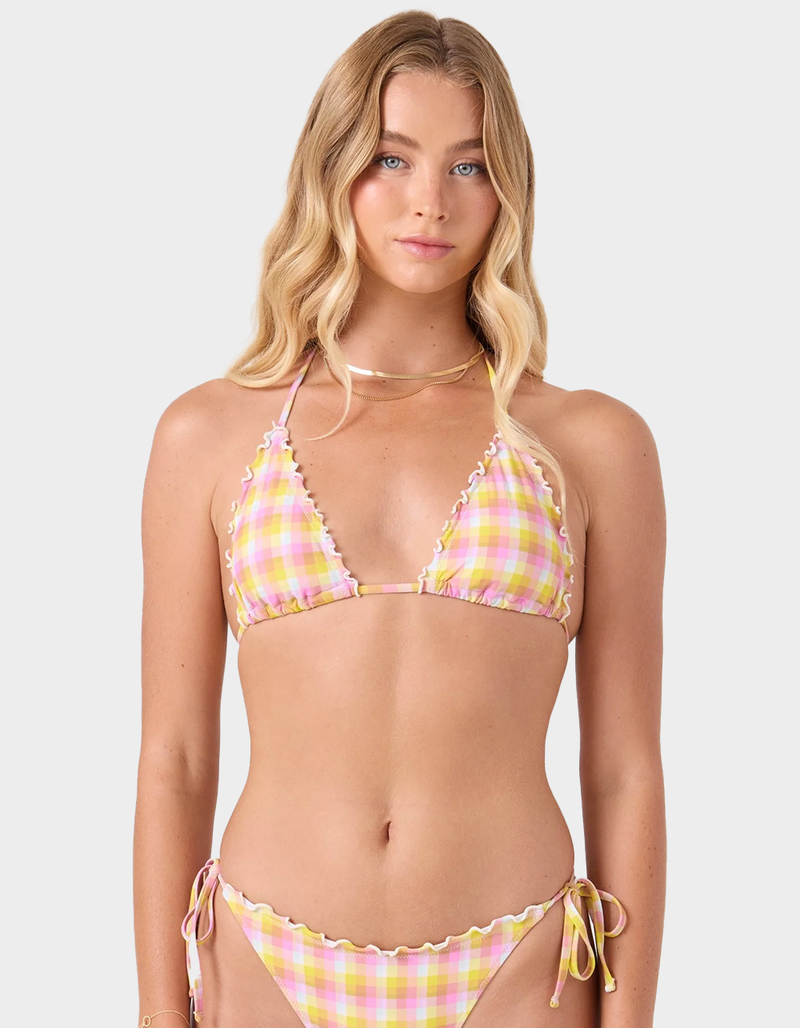 ROXY Check Me Out Mini Tiki Triangle Bikini Top image number 0