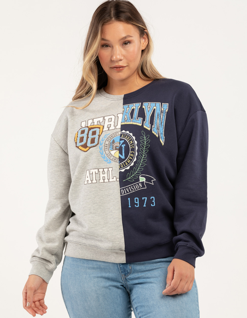 RSQ Split Collegiate Womens Crewneck Sweatshirt image number 0