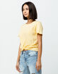 SKY AND SPARROW Solid Knot Front Yellow Womens Tee image number 1