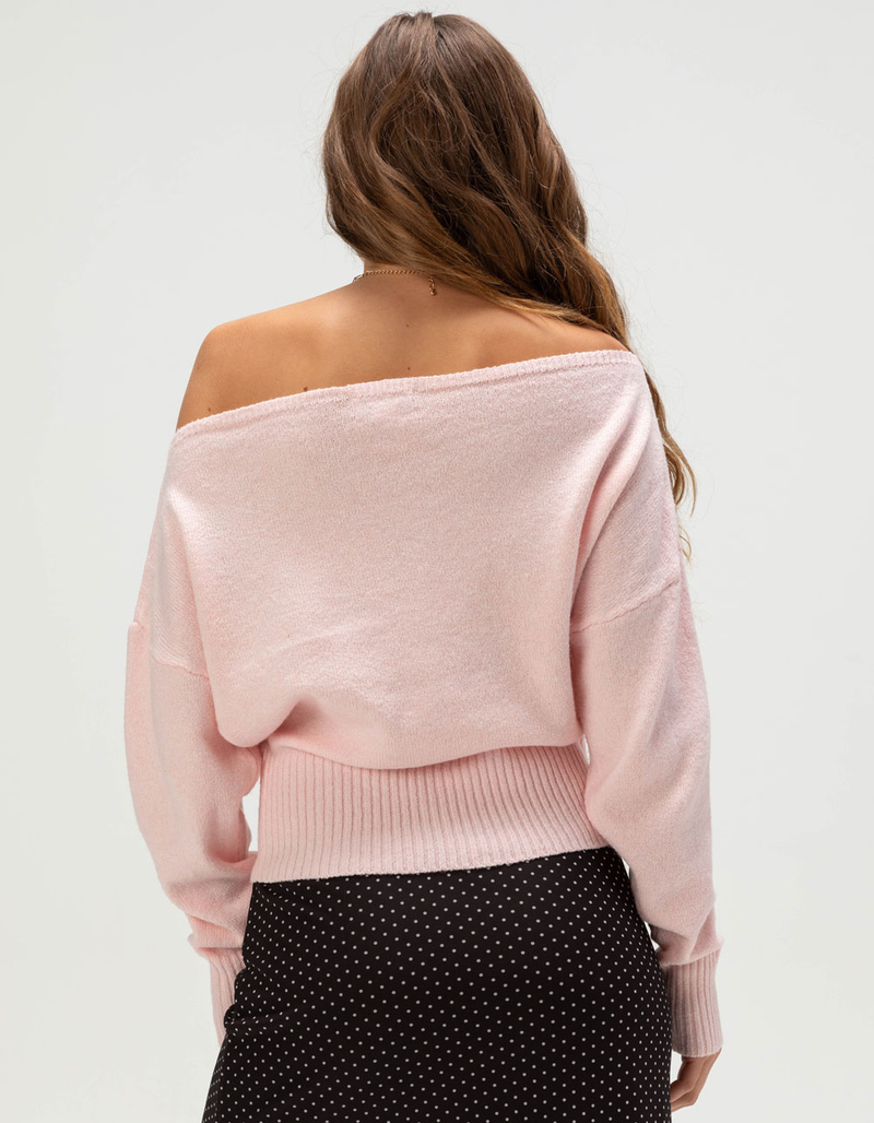 RSQ Womens High Rib Off The Shoulder Sweater image number 3