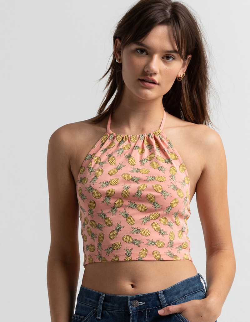 FULL TILT Pineapple Womens Halter Top image number 0