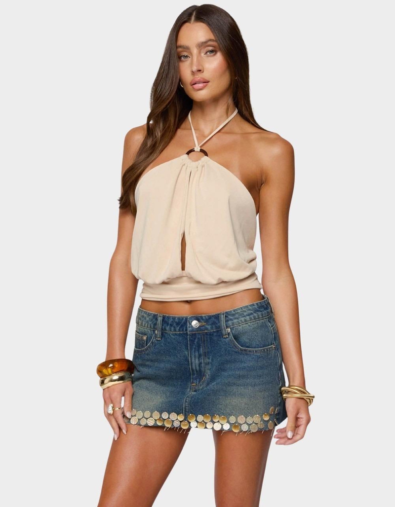 EDIKTED Khalia Backless Cut Out Halter Top image number 1