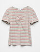 WHITE FAWN Cinch Stripe Girls Coral Top image number 1