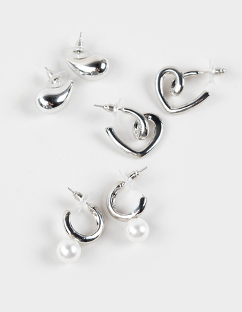 FULL TILT 3 Pack Pearl/Chunky Hoop Earrings Primary Image