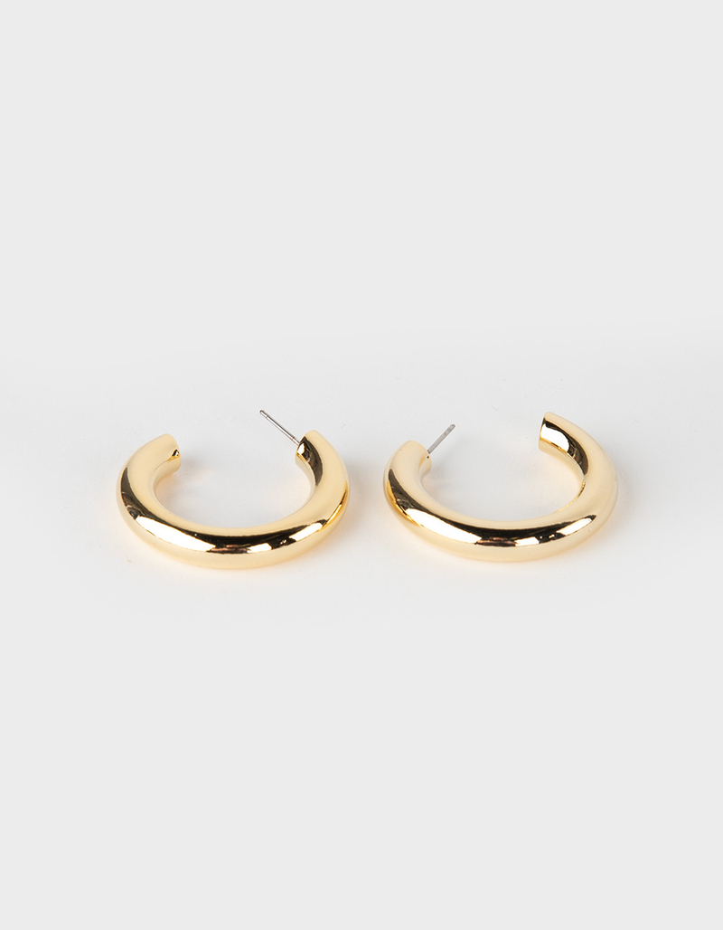 SECRET BOX NEW YORK 14K Gold Dipped Thick Tube Hoop Earrings image number 1