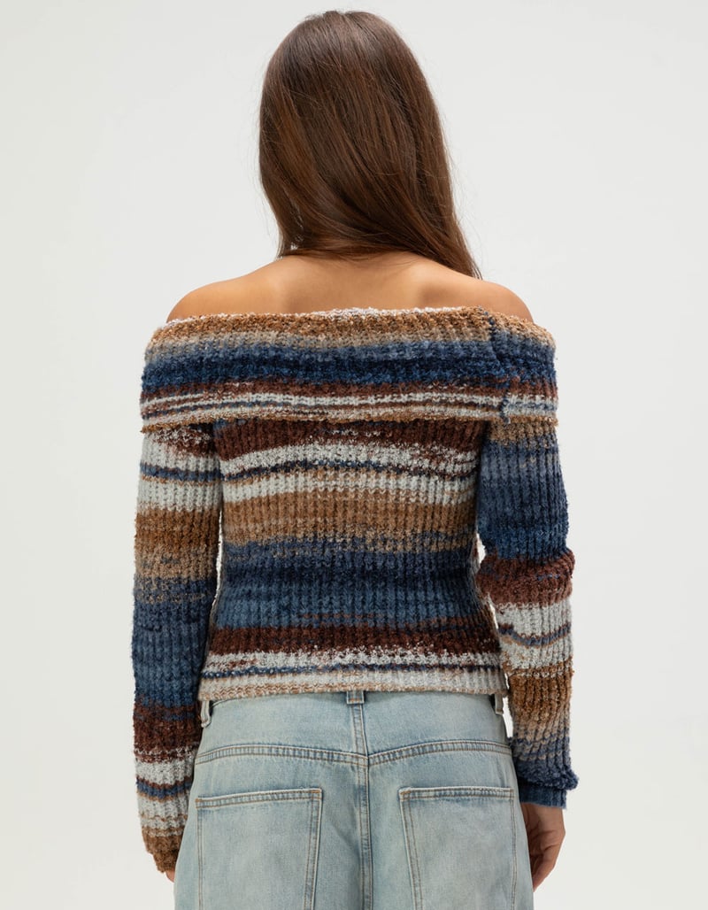 RSQ Womens Off The Shoulder Space Dye Sweater image number 3