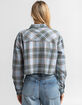 RSQ Womens Jewel Tone Plaid Crop Flannel image number 3