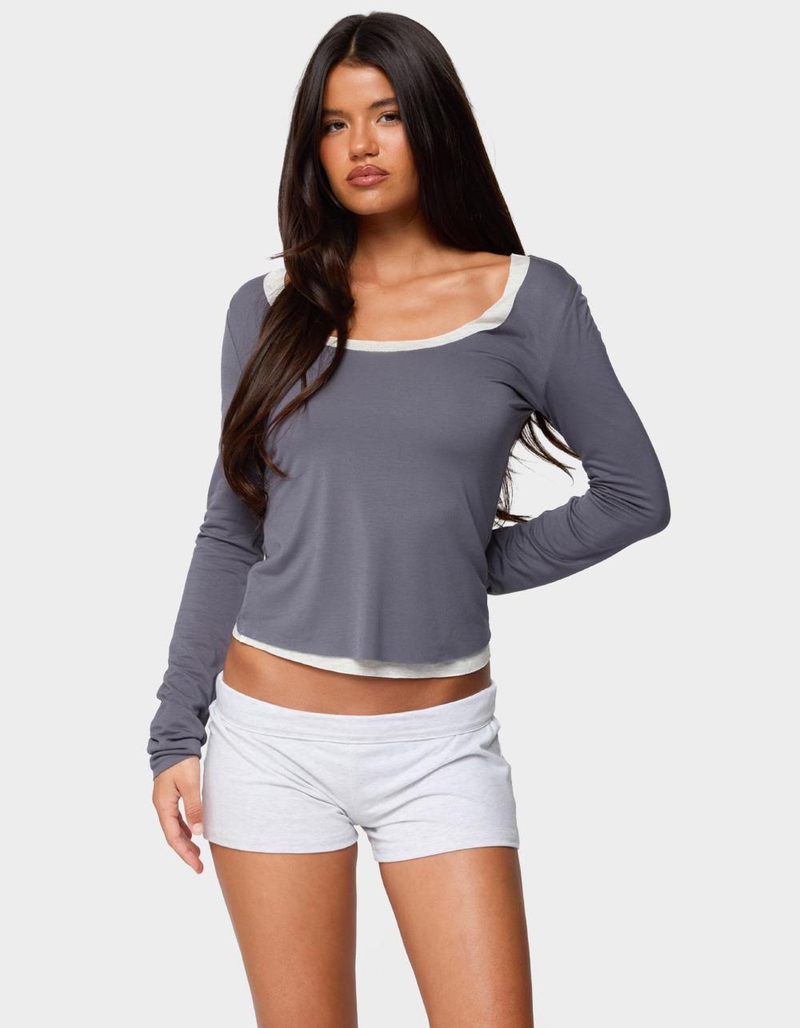 EDIKTED Orella Contrast Layered Long Sleeve Top image number 0