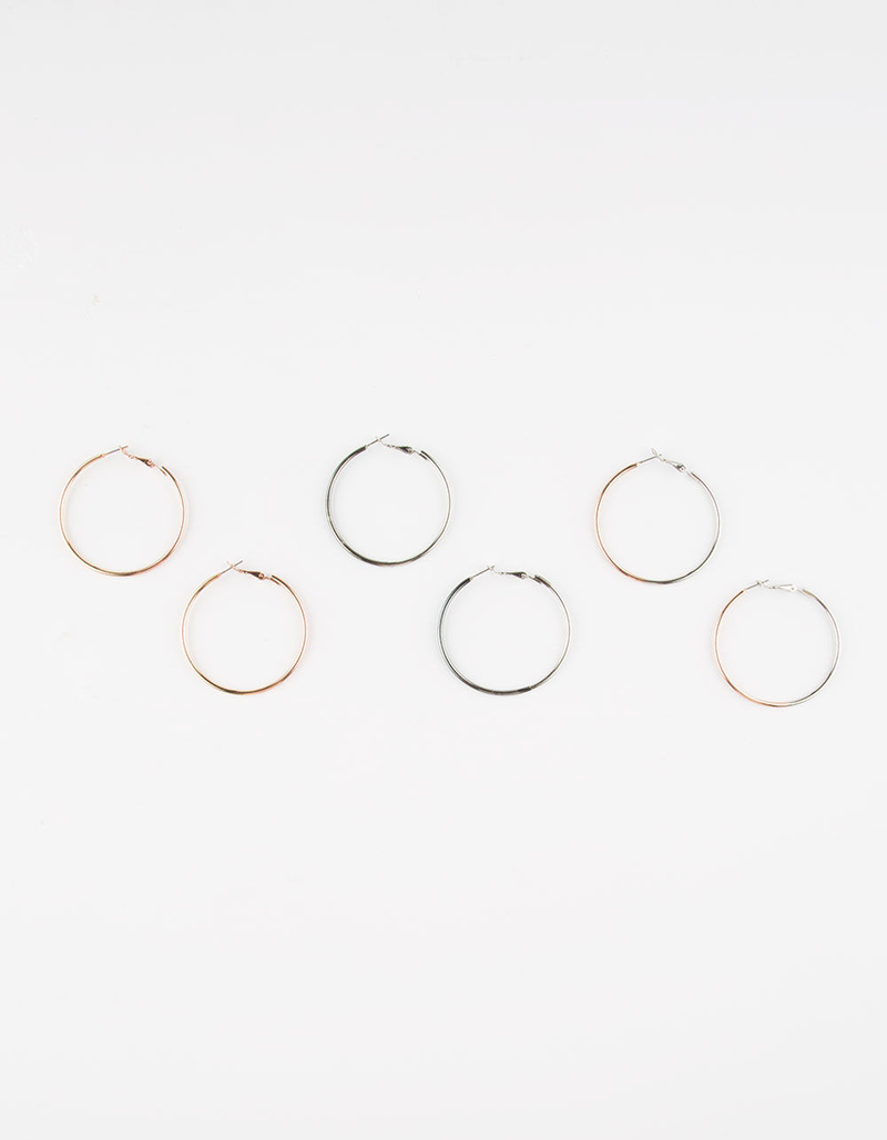 FULL TILT 3 Pairs Clean Hoop Earrings image number 0