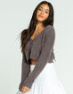 SKY AND SPARROW Furry Womens Charcoal Crop Cardigan image number 2