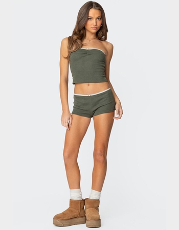 EDIKTED Georgina Low Rise Waffle Shorts Alternative Image