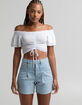 RSQ Womens Pleated Denim Shorts image number 1
