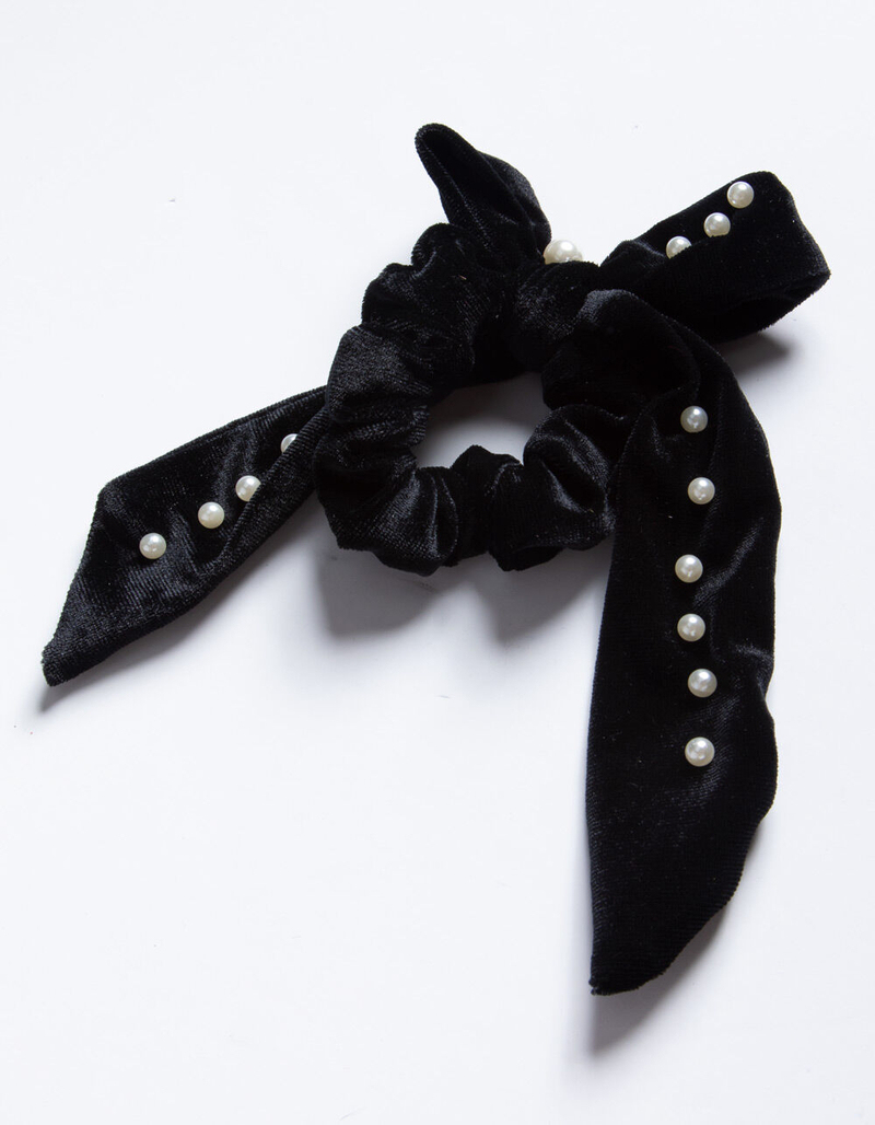 FULL TILT Pearl Velvet Bow Hair Tie image number 0
