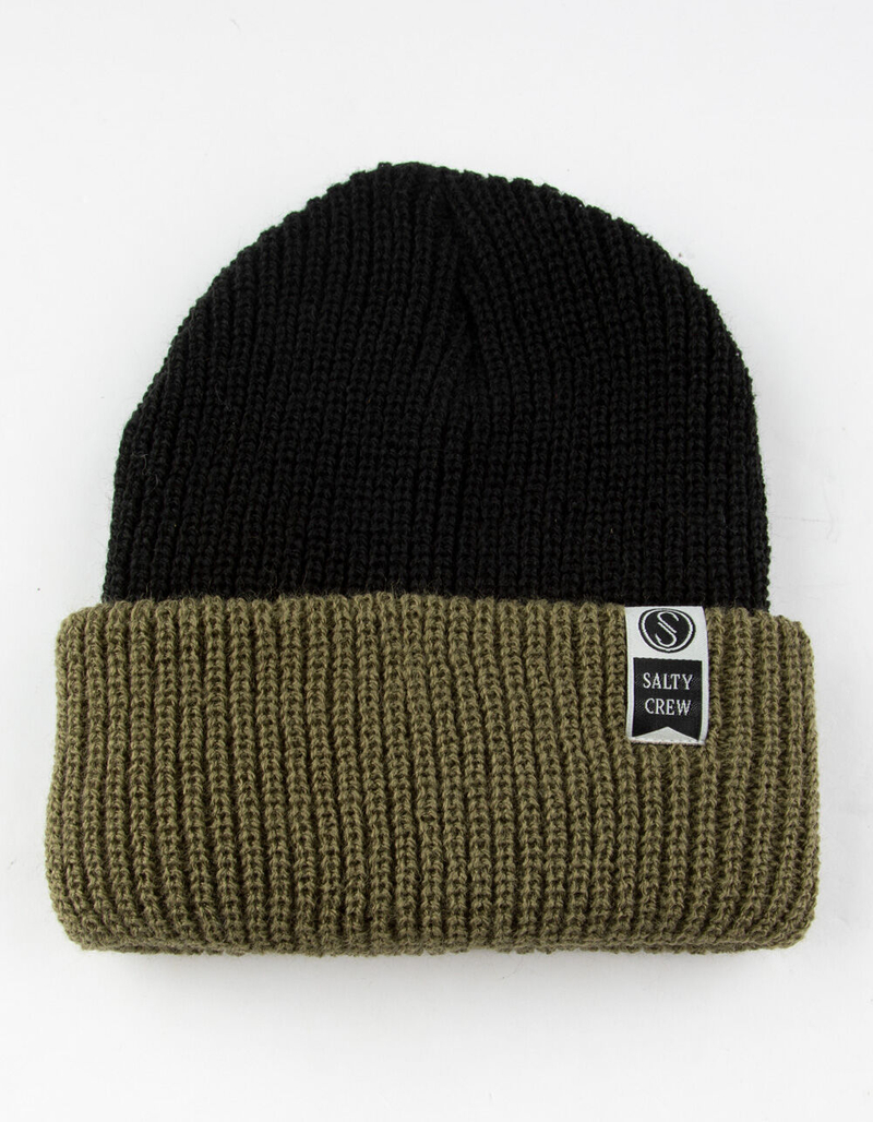 SALTY CREW Alpha Black & Olive Mens Beanie image number 0