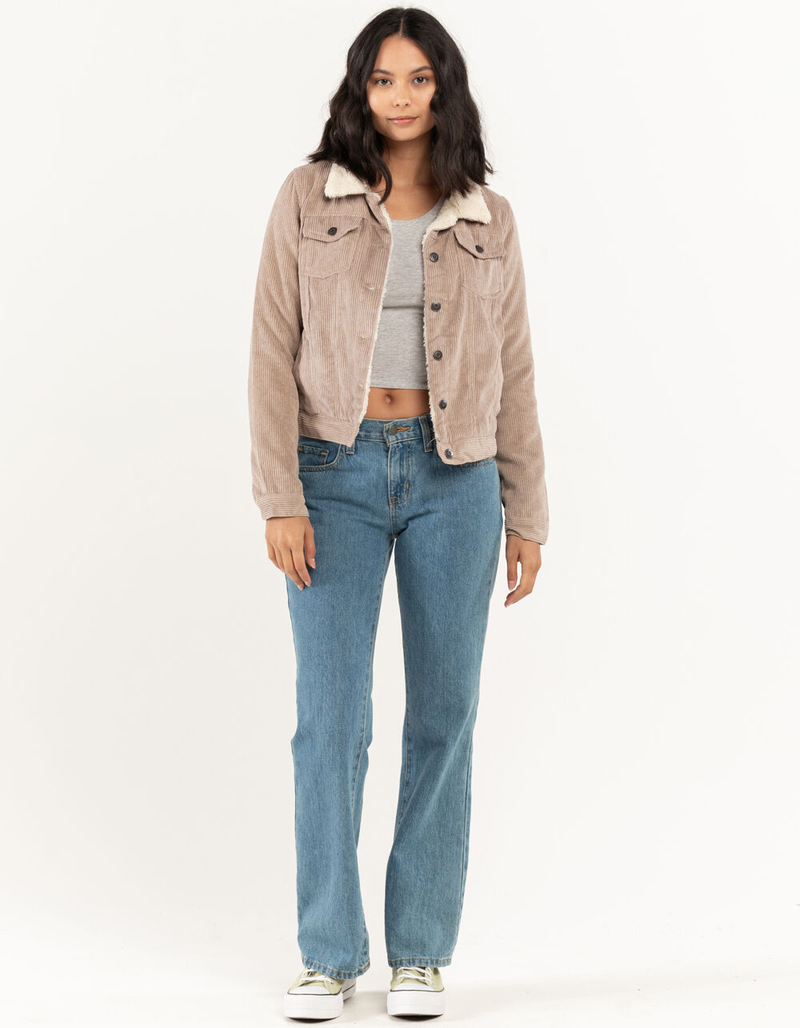 ASHLEY Womens Sherpa Lined Corduroy Trucker Jacket image number 3