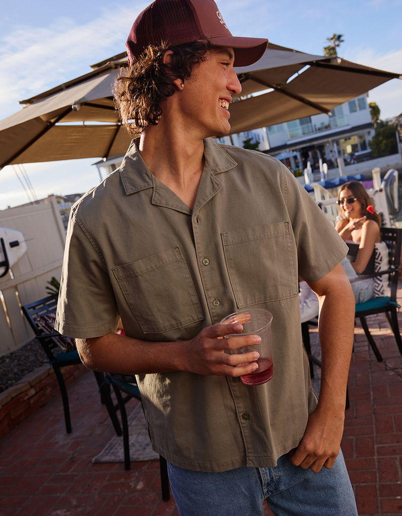 RSQ Mens Washed Twill Camp Shirt image number 2