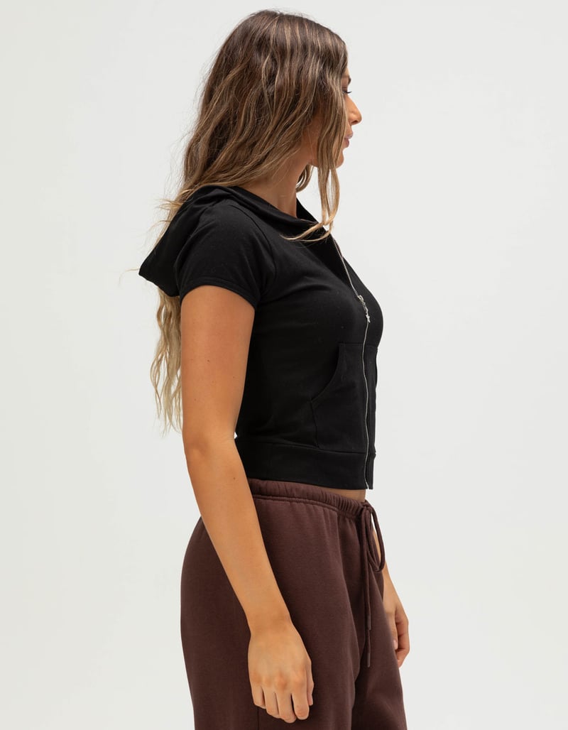 FULL TILT Womens Zip-Up Short Sleeve Hoodie image number 2