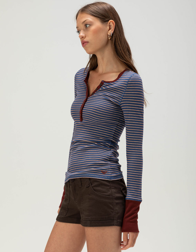 ROXY Hillside Womens Long Sleeve Stripe Henley Top image number 2