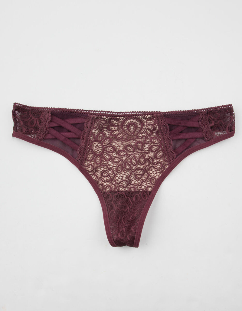 FULL TILT Burgundy Lace Thong image number 0