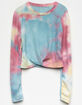 FULL TILT Tie Dye Twist Front Girls Multi-Color Top image number 1