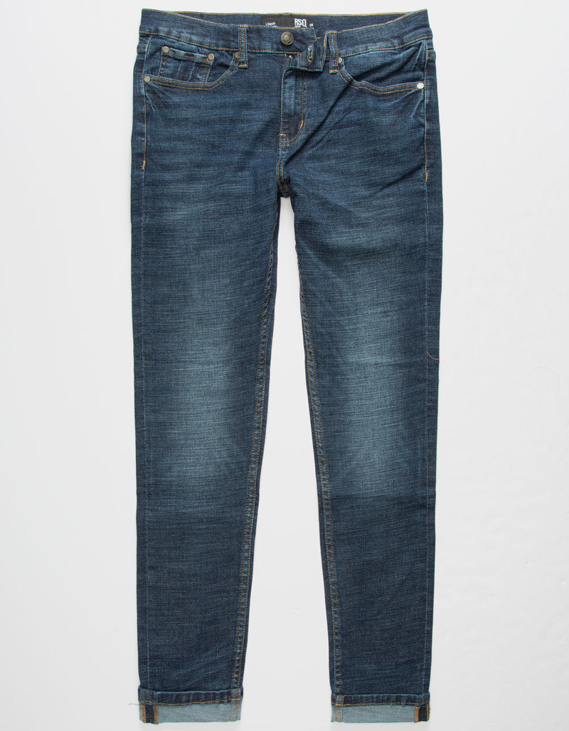 RSQ London Skinny Cuffed Dark Wash Mens Vintage Flex Jeans image number 0