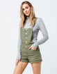 SKY AND SPARROW Button Front Olive Womens Shortalls image number 1