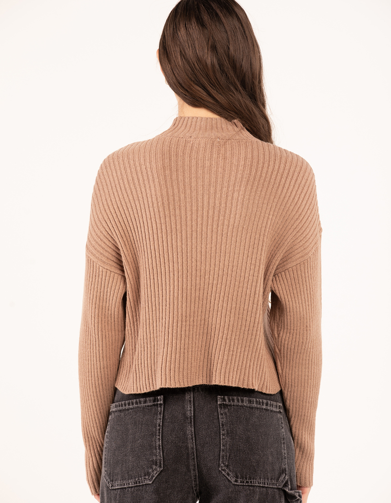 RSQ Womens Mock Neck Ribbed Drop Shoulder Sweater image number 6