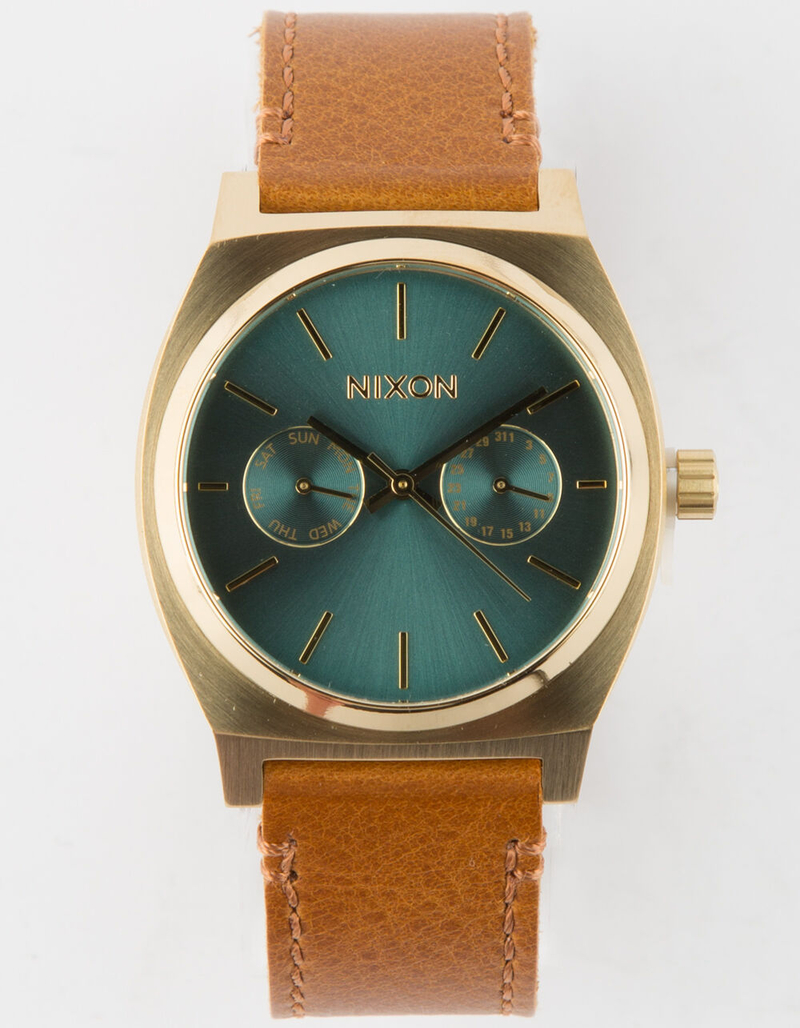 NIXON Time Teller Deluxe Leather Gold & Brown Watch image number 0