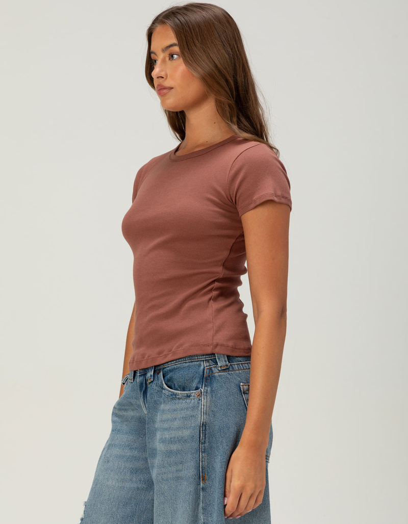 BOZZOLO Womens Rib Long Baby Tee image number 2