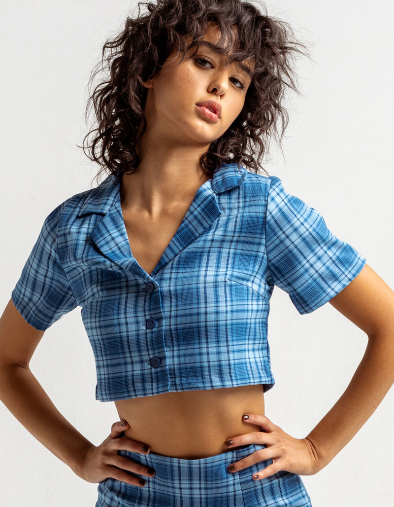 FULL TILT Plaid Womens Camp Shirt image number 0