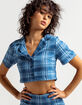 FULL TILT Plaid Womens Camp Shirt image number 1