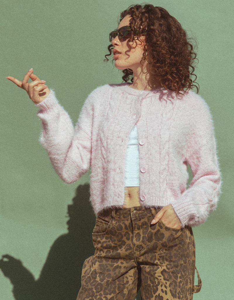 RSQ Womens Cable Fuzzy Cardigan image number 0