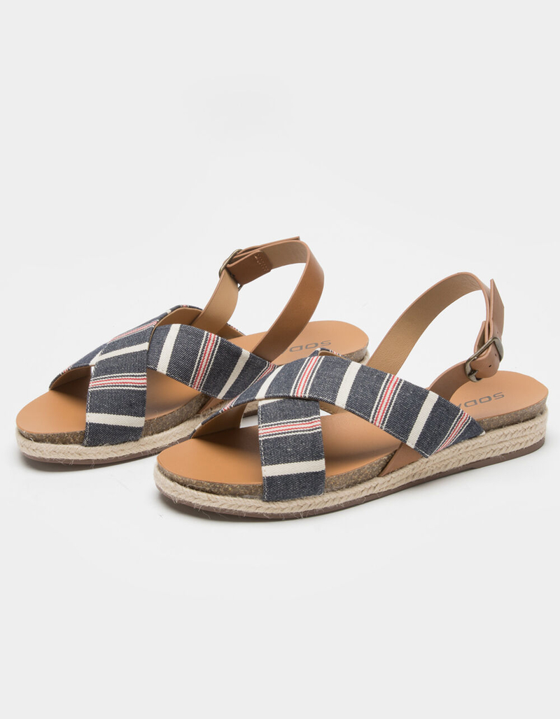 SODA Stripe Criss Cross Womens Sandals image number 0