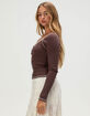 RSQ Womens Lace Trim Long Sleeve Henley Top image number 3