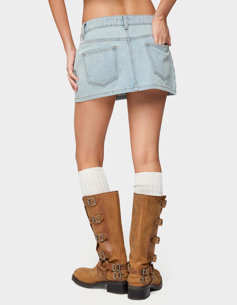 EDIKTED Petite Chiara Denim Micro Skirt image number 2