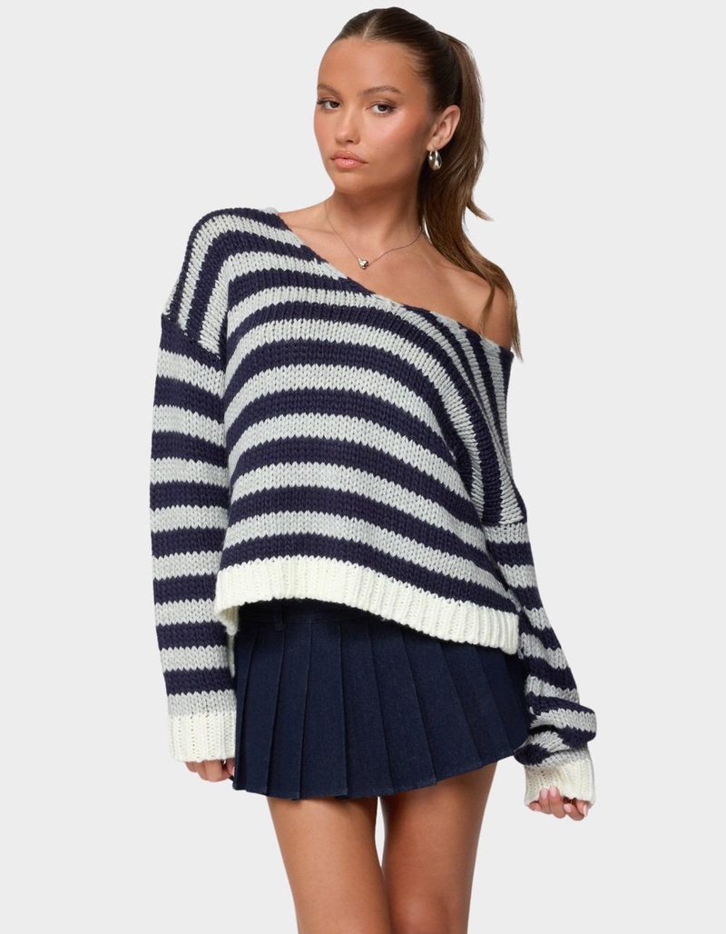 EDIKTED Eugenie Oversized Striped Knit Sweater image number 0