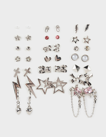 FULL TILT 20 Pack Cross/Bear/Pink Rhinestone Earrings Primary Image