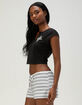 TRUE RELIGION Crystal Logo Crest Womens Notch Crop Baby Tee image number 3