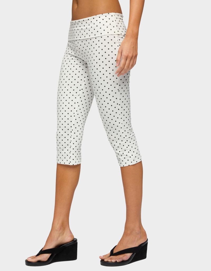 EDIKTED Eloisa Polka Dot Foldover Capri Pants image number 1