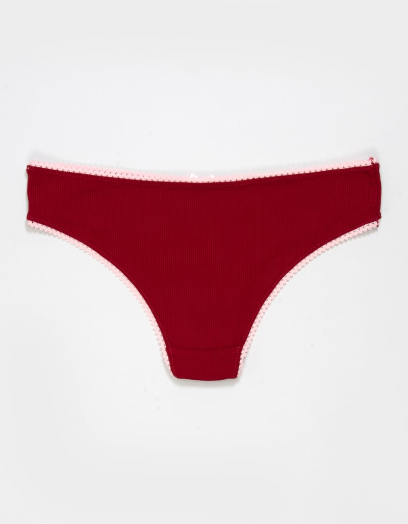 FULL TILT Bow Lace Trim Rib Cheeky Panties image number 1