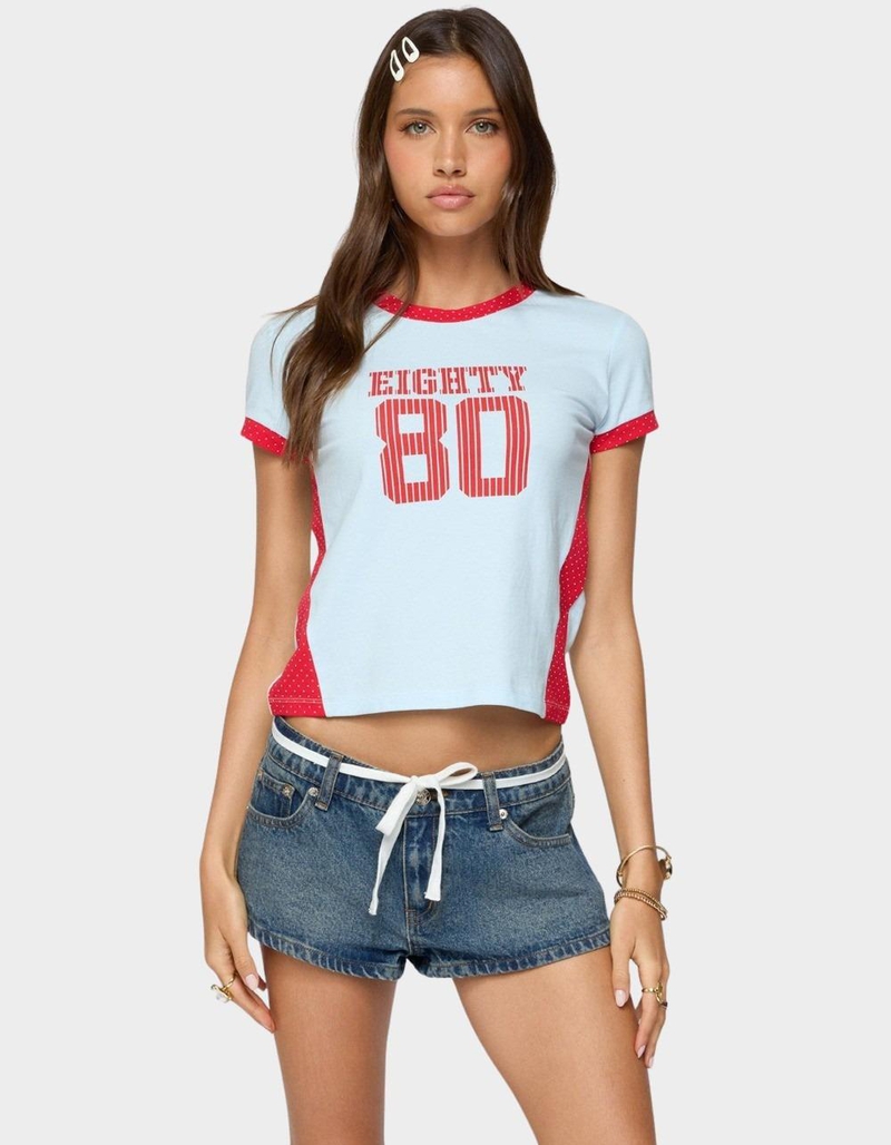 EDIKTED Eighty Polka Dot Contrast Tee image number 0