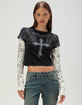 AFFLICTION Criss Cross Womens Long Sleeve 2fer Tee image number 1