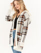 ALMOST FAMOUS Plaid Sherpa Hooded Cardigan image number 2