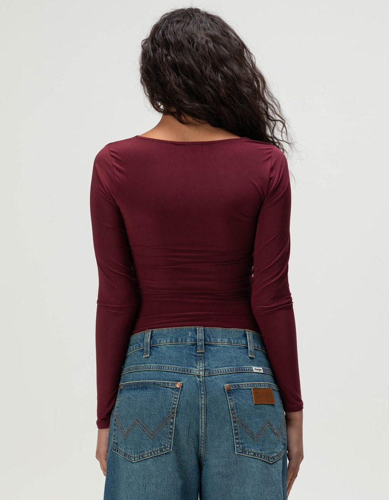 TILLYS Square Neck Cinch Womens Long Sleeve Top image number 3