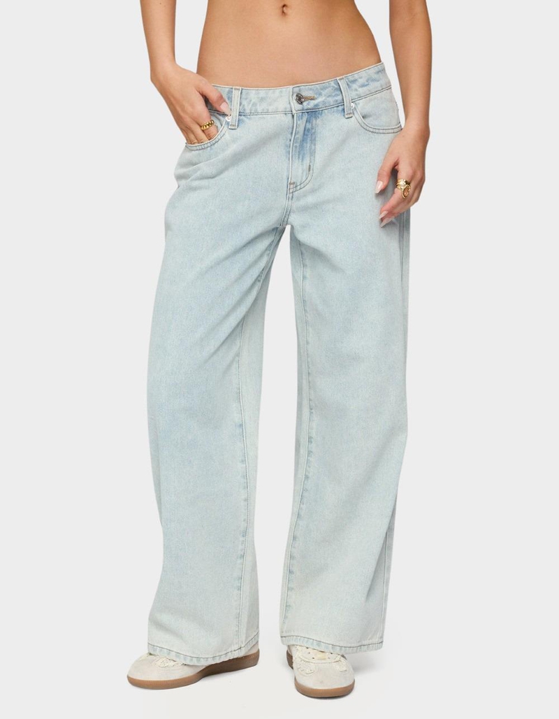 EDIKTED Petite Bow Pocket Relaxed Jeans image number 0