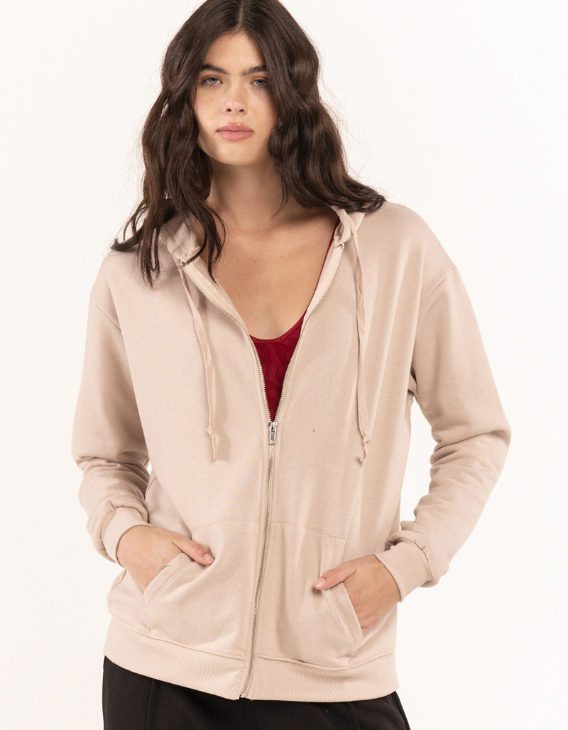 FULL TILT Essentials Womens Oversized Zip-Up Hoodie image number 0