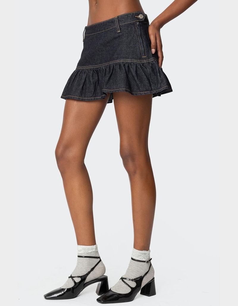 EDIKTED Katy Flared Denim Mini Skirt image number 2