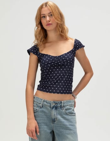 TILLYS Womens Cap Sleeve Cinch Front Top Primary Image